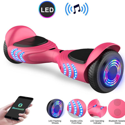 Hoverboard met LED-wielen, Bluetooth Speaker - Zelfbalancerend – Roze - 7+