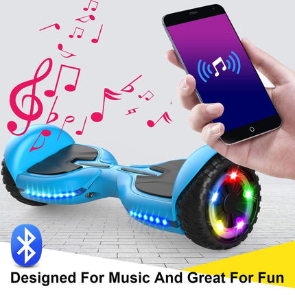 Hoverboard met LED-wielen, Bluetooth Speaker - Zelfbalancerend – Blauw- 7+