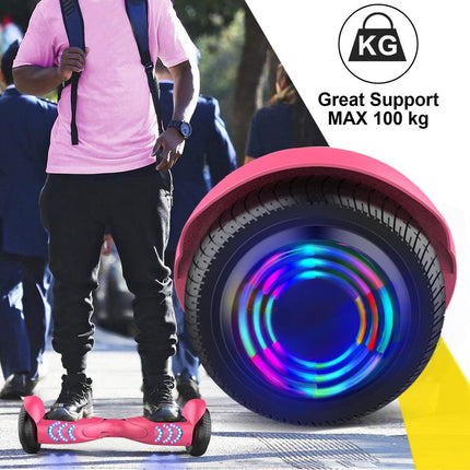 Hoverboard met LED-wielen, Bluetooth Speaker - Zelfbalancerend – Roze - 7+