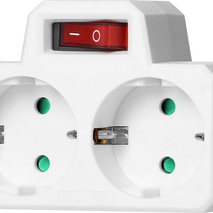 Durchgangsstecker mit Schalter – 2x Schuko-Steckdosenverteiler