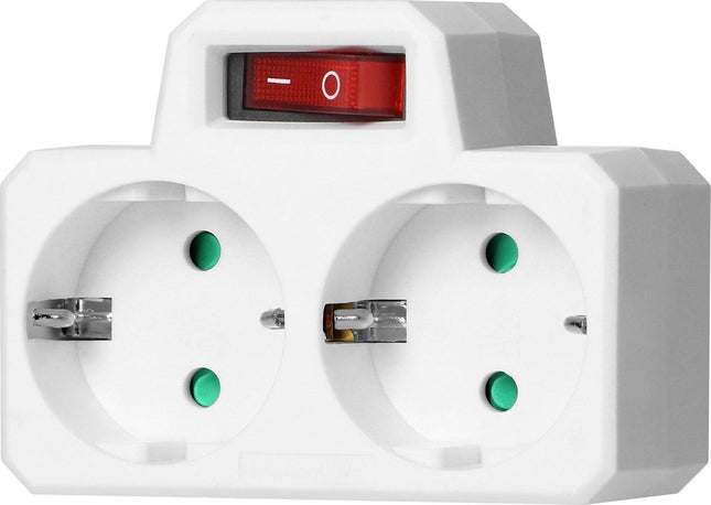 Durchgangsstecker mit Schalter – 2x Schuko-Steckdosenverteiler