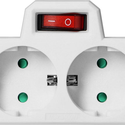 Durchgangsstecker mit Schalter – 2x Schuko-Steckdosenverteiler