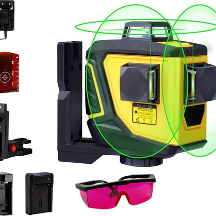 Professionelle selbstnivellierende 3D-Laser-Wasserwaage – 12 Linien – 360°