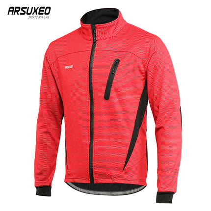 Fleece Cycling Jacket Man Winter Thermal Mountain Bike Jacket Waterproof Bicycle Jacket Windproof Reflective MTB Jacket