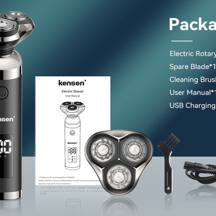 Elektrorasierer – kabellos – wasserbeständig – LED-Anzeige – inklusive zusätzlichem Scherkopf