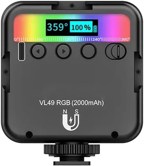 LED Video Lamp - Multi Color RGB - 2000 mAh batterij - Inclusief Mini Statief