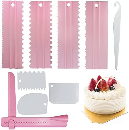 9-delige cakeschraperset Cakeschraper Kam en Icing Smoother Set met verstelbare plastic Cake Smoother Polisher Cake Edge Scraper Cutters Voor Cake Cream Bakken Decorating Cream