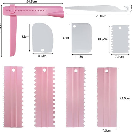 9pcs Cake Scraper Set Cake Scraper Comb and Icing Smoother Set with Adjustable Plastic Cake Smoother Polisher Cake Edge Scraper Cutters For Cake Cream Baking Decorating Cream