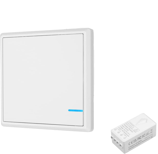Double wireless switch, light switch with receiver, LED display lighting set, outdoor 600m, indoor 40m, quick on/off, no cable installation, RF 433MHz, remote control LED lamp