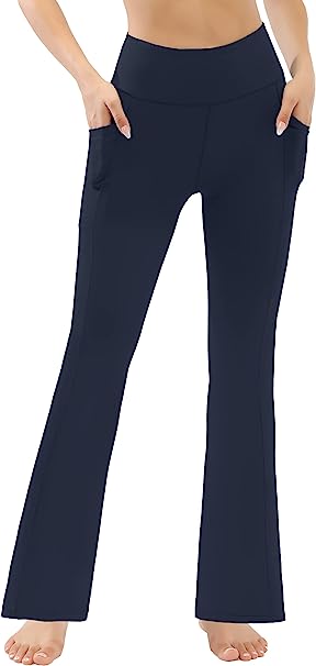 JOYSPELS Bootcut Yoga Pants with Side Pockets for Women, Bootleg Yoga Pants Tummy Control, High Waisted Yoga Pants Suitable for Office, Gym, Casual, Jogging, Yoga - Size L