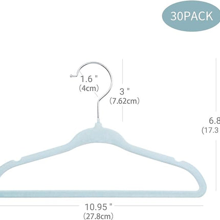 Samt-Kleiderbügel für Babys und Kleinkinder – Blau – 30 Stück – drehbar