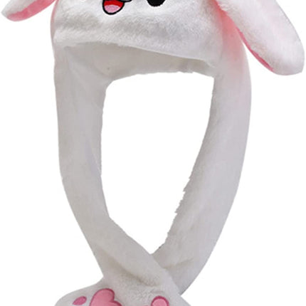 2 Pieces Rabbit Hats, Rabbit Ears Hat Plush Funny Plush Rabbit Hat Moving Rabbit Hat with Moving Ears Moving Ear Rabbit Hat for Birthday Present Hug Gift 