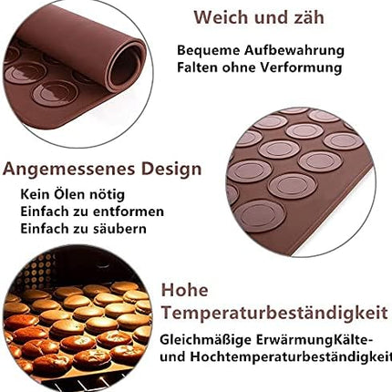 Macarons Bakmat Siliconen – Set van 2 - 48 Putten - 39 x 29 cm
