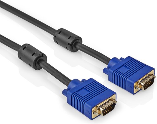 VGA Kabel 3 Meter met Ferrietkern – C2G - Male naar Male – Vergulde Connectoren – Geschikt voor Monitor, Beamer en Projector