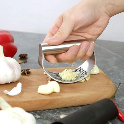 RVS Knoflookpers Set –  Met Borstel en Peller – Vaatwasserbestendig