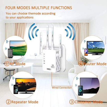 WLAN-Verstärker – 1200 Mbit/s Dualband-WLAN-Booster, Repeater und Range Extender – verstärktes Signal bis zu 100 m²