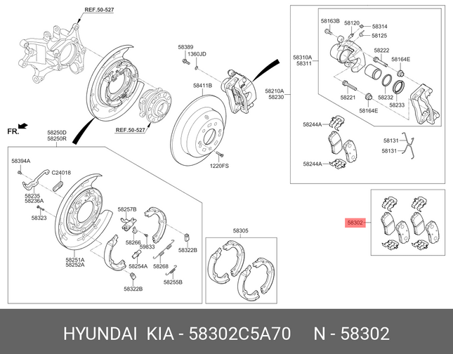 Premium-Bremsbeläge für die Hinterachse, 4 Stück – passend für HYUNDAI / KIA 58302-C5A70