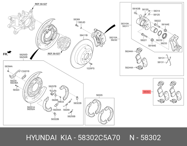 Premium Achteras Remblokken Set van 4 - Geschikt voor HYUNDAI / KIA 58302-C5A70