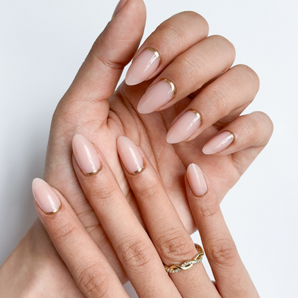 Gold en Almond Nagels Set - Press On Nails - 30 Stuks