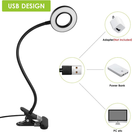 Multifunktionale LED-Leselampe zum Anstecken – einstellbare Helligkeit und Farbe, energiesparend