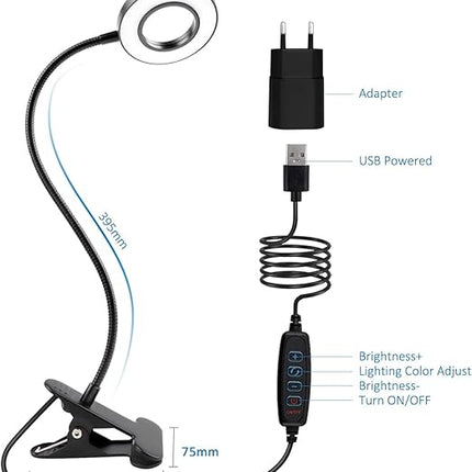 Leeslamp - Clip on – 3 Lichtstanden – Flexibele Hals