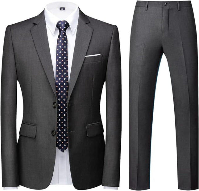 Herrenanzug - Slim Fit - 2-teilig - Anzug - Grau