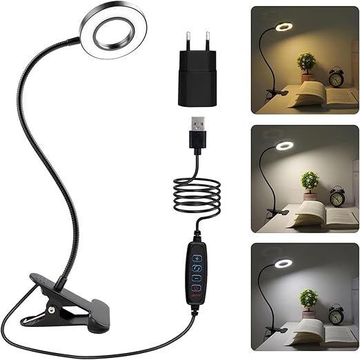 LED Lamp met Klem - USB – 3 lichtkleuren - Dimbaar en Flexibel