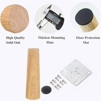 4x Houten Meubelpoten 15 cm – Stevig, Inclusief Montageplaten en Pads