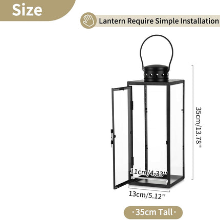 Zwarte Metalen Lantaarn – 35 cm – Stijlvol en Weerbestendig – Binnen en Buiten