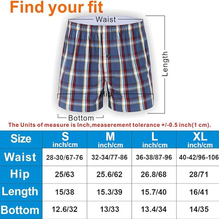 Set van 3 Geruite Boxershorts voor Heren - 100% Katoen - Maat M
