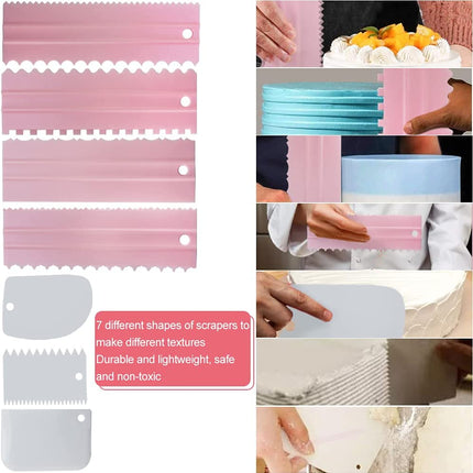 9-delige cakeschraperset Cakeschraper Kam en Icing Smoother Set met verstelbare plastic Cake Smoother Polisher Cake Edge Scraper Cutters Voor Cake Cream Bakken Decorating Cream