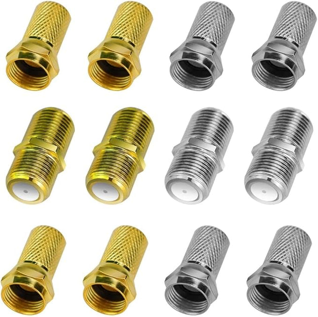 Set van 2 F-Connectoren - Coax Antenne Verloop - Waterdicht - Goud en Zilver