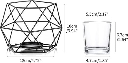 Teelichthalter aus schwarzem Metall, 2er-Set – elegante geometrische Dekoration