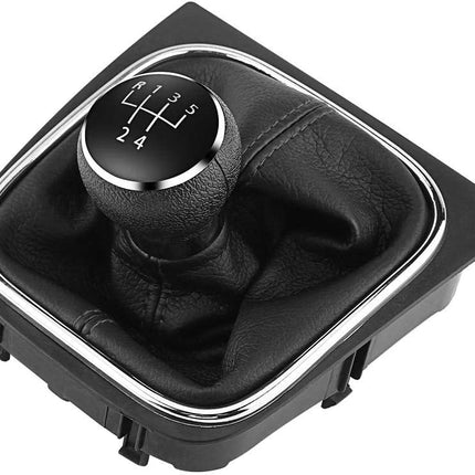 Auto-Schaltknauf-Kit, Auto-5-Gang-Schaltknauf + Schaltmanschetten aus Kunstleder, Ersatz für 6 MK5 MK6 Jetta 2005–2014