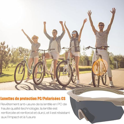 Gepolariseerde sportbril met 3 glazen, UV-bescherming en anti-fog