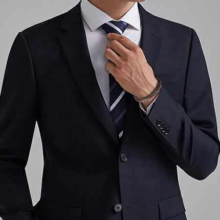 Leren Herenarmband - Gevlochten Leer en Roestvrijstaal - 17,5 cm