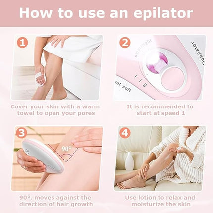 Draadloze epilator met LED-licht – voor gezicht, oksels en benen