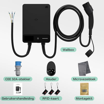 EV Wallbox 7,4kW - Laadpaal - met App, RFID, Type B beveiliging en 5m kabel