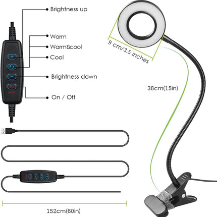 Multifunktionale LED-Leselampe zum Anstecken – einstellbare Helligkeit und Farbe, energiesparend