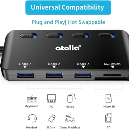 Hub met kaartlezer – 3 poorten en SD/microSD – USB - Plug and Play