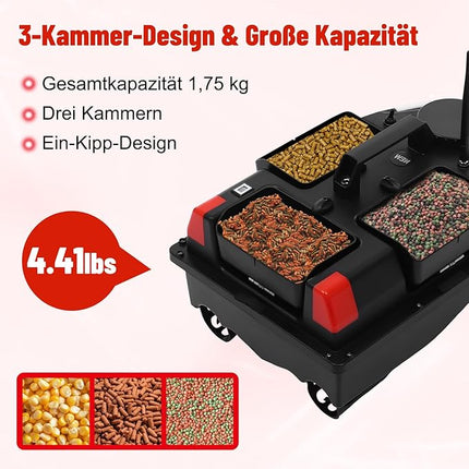 Voerboot - GPS - LED - Grote aasbak - 3 uur Vaartijd