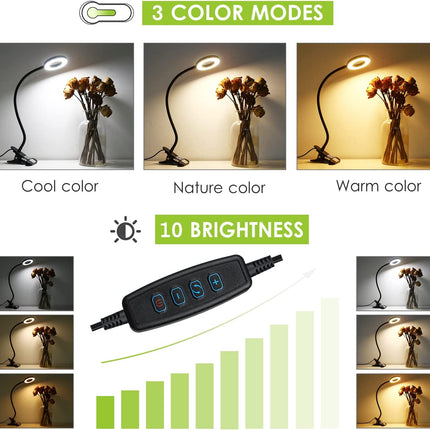 Multifunktionale LED-Leselampe zum Anstecken – einstellbare Helligkeit und Farbe, energiesparend