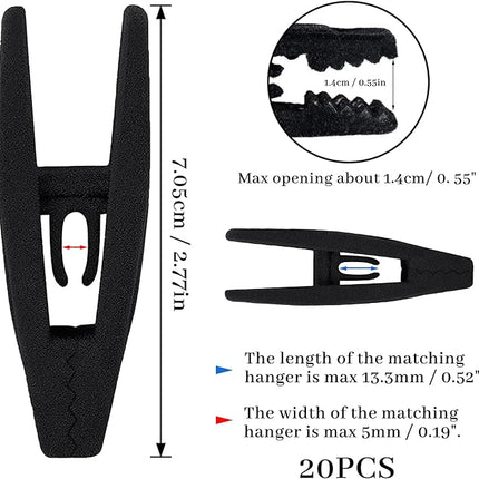 Handtuch-/Kleiderklammern aus schwarzem Samt – 20 Stück