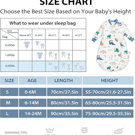 Baby slaapzak - 3.5 TOG – 100% katoen - Afritsbare mouwen - 14/24 mnd