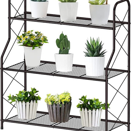 3-Lagen Metalen Plantenrek- Kleur Brons – Vintage Stijl en Grote Capaciteit