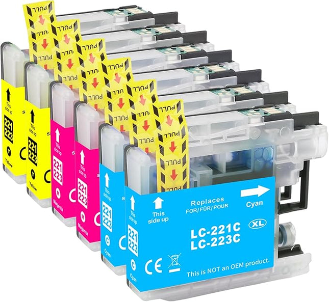 Inktcartridges 6 Pack - XL - Geschikt voor Brother Printers - LC221/223 C-M-Y