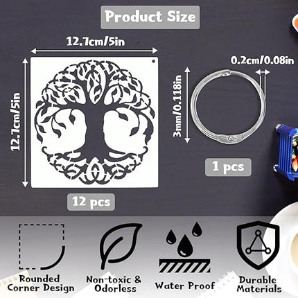 Set mit 12 Baumschablonen – wiederverwendbare Vorlagen für natürliche Pflanzendekoration, DIY-Kunst und Handwerk