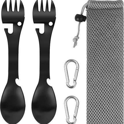 Outdoor Bestek - 5 in 1 - Set van 2 - RVS - Spork