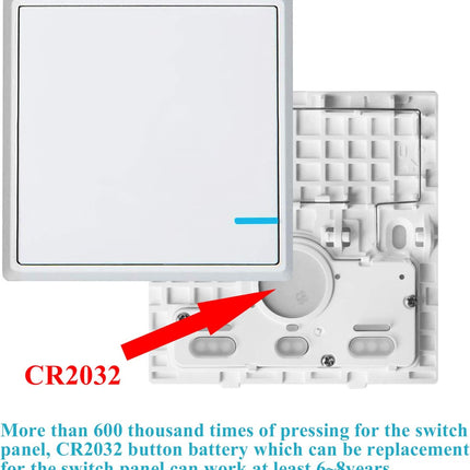 Double wireless switch, light switch with receiver, LED display lighting set, outdoor 600m, indoor 40m, quick on/off, no cable installation, RF 433MHz, remote control LED lamp