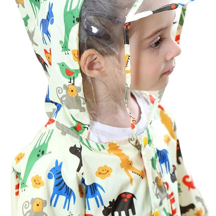 Kinderregenponcho met capuchon – Waterdicht - Dieren Thema - 1 tot 3 jaar